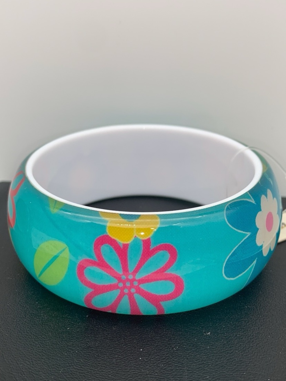 Chunky Turquoise Floral Resin Bangle Bracelet for Women
